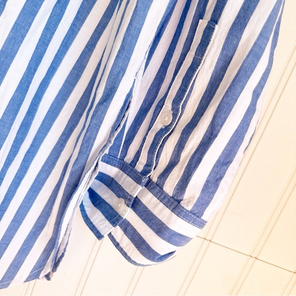 Madewell Size L Striped The Signature Poplin Oversized Shirt in pure blue NEW! - Picture 6 of 8